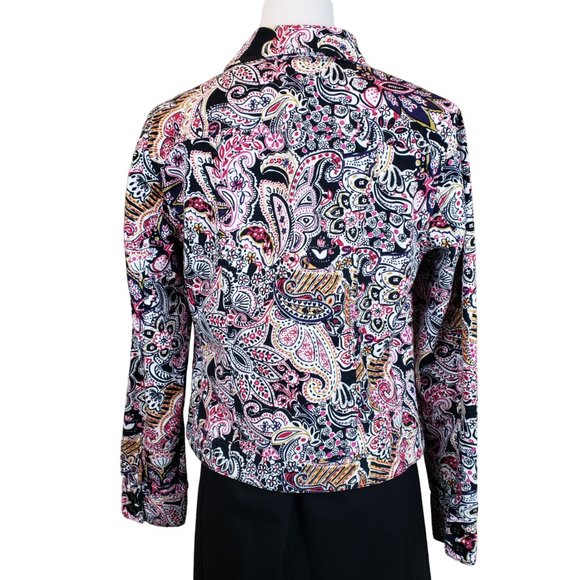 Charter Club Paisley Print Cropped Fitted Cotton Jacket M - Picture 4 of 11
